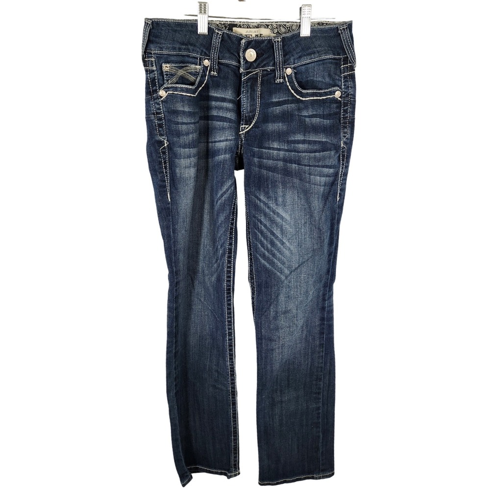 Ariat‎ Dresden Straight Jeans Mid Rise Size 28 R Western Embellished